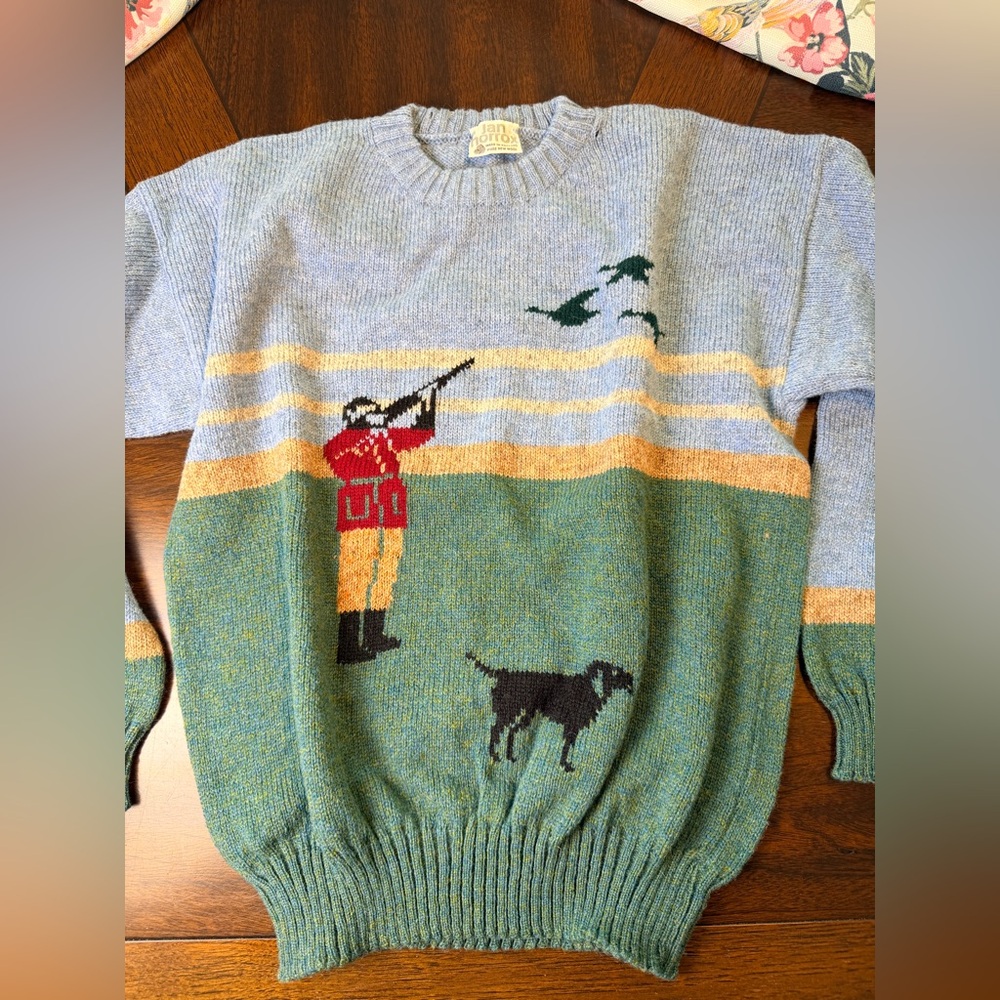 Vintage Jan Horrox 1970s 1980s goose hunt wool sweater